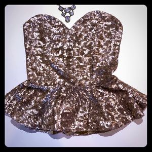 ASOS copper sequin peplum bustier! Hottttt!💋🔥❤️
